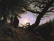 Caspar David Friedrich Man and Woman Contemplating the Moon Germany oil painting artist